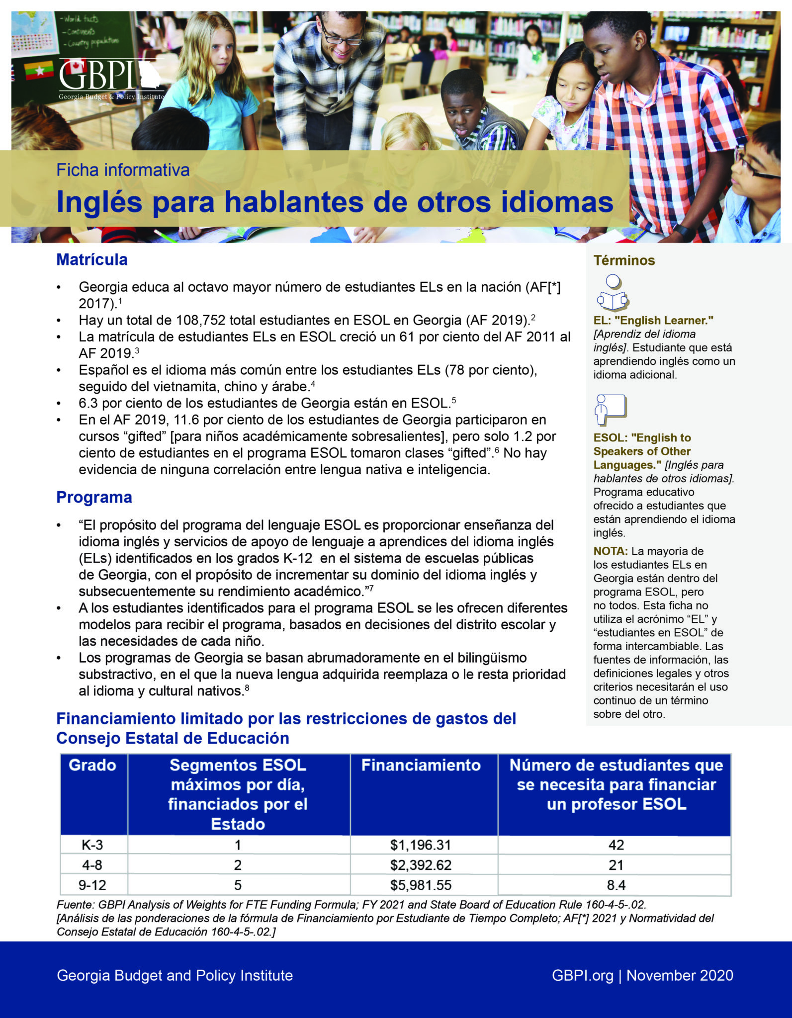 Ficha informativa Inglés para hablantes de otros idiomas